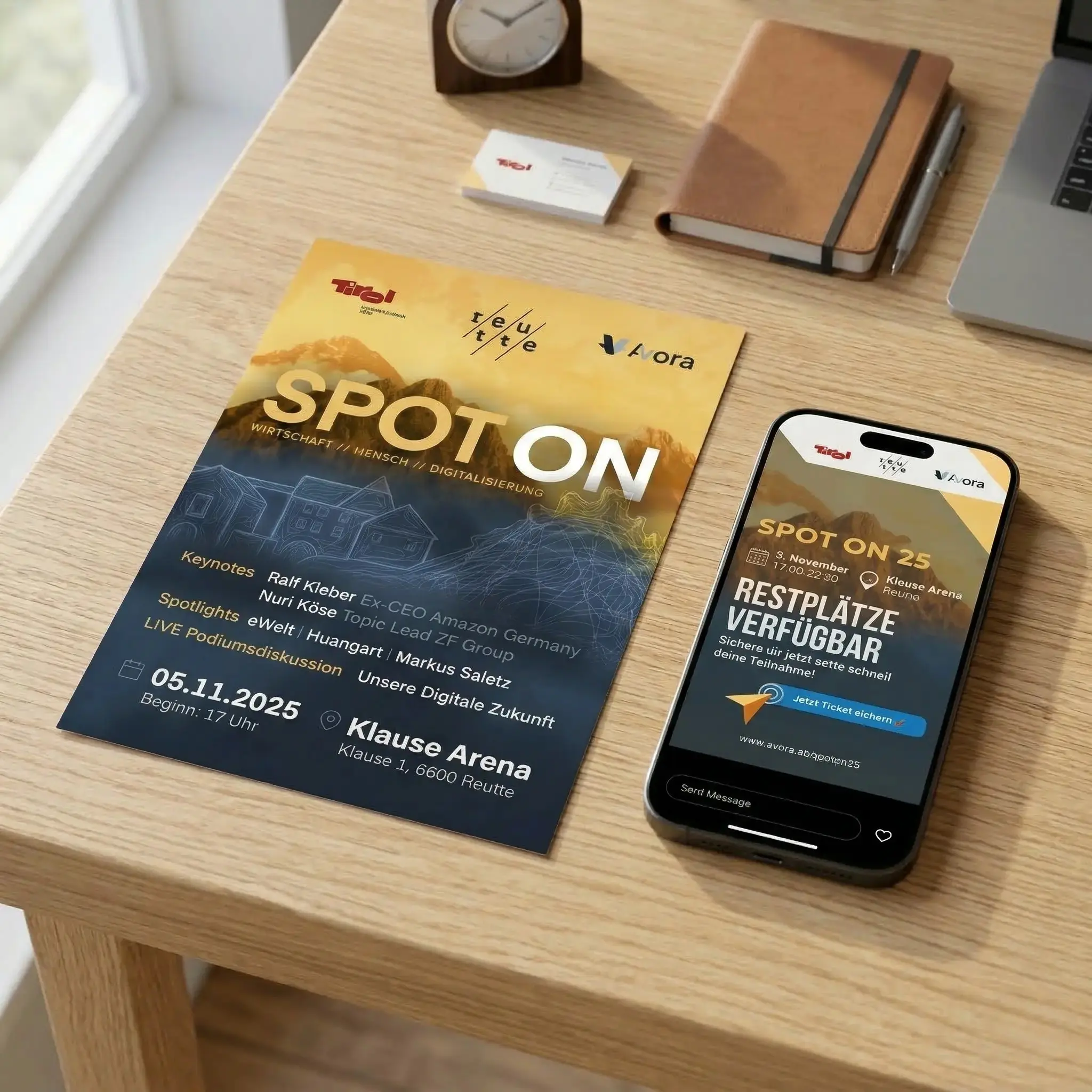 Flyer-Mockup auf einem Smartphone
