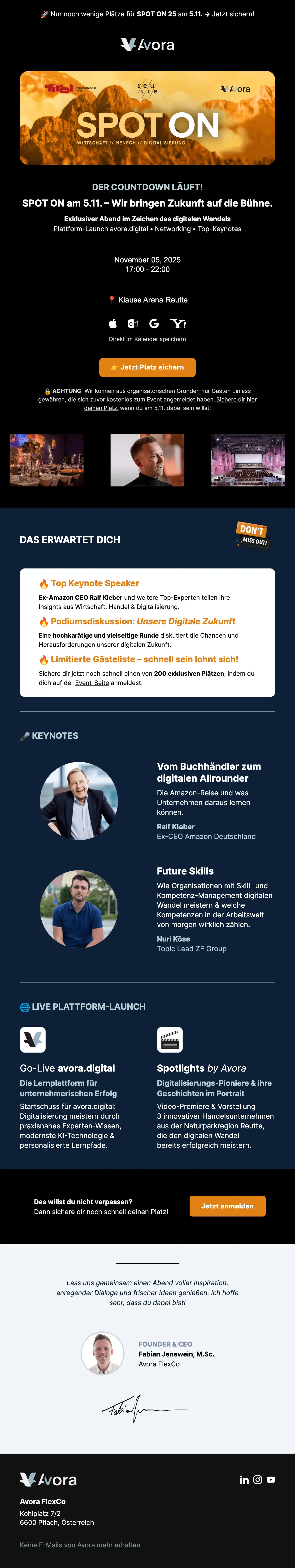 Newsletter-Layout aus dem Avora-FlexCo-Projekt